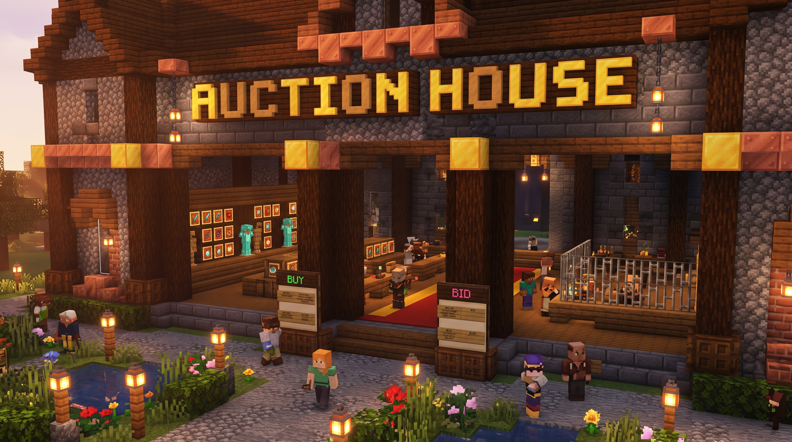 Tangkapan layar Auction House dan Order Pemain LunexSMP